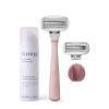 Flamingo Shaving Razor Set for Women - Razor Handle, 2 Razor Blade Refills, Foaming Shave Gel, and Shower Holder - Rose view 1