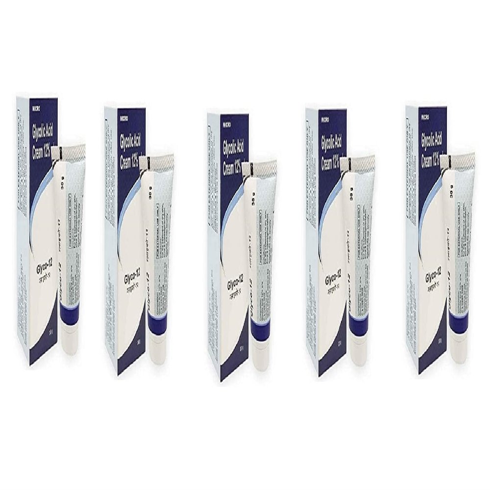 MAGICHOOD Glyco Acid 12% W/w Skin Peel Cream for All Skin types Treatment For Face Anti-Aging Wrinkles & Dark Spots -1.01 Floz (Glyco Acid 12% W/w Cream Pack of 5) 30gram each