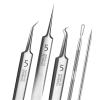 5pcs Blackhead Remover Tweezers Pimple Popper Tool Kit, Precision Acne Needle Comedone Blackhead Tweezers Extractor Removal Whitehead Popping Zit for Nose Face Skin Blemish Extractor Tool view 1