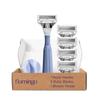 Flamingo Pubic Hair Razor for Women, Shaving Kit, 1 Pubic Razor Handle, 4 Five-Blade Refills, 1 Shower Holder, Starter Set, Full Kit view 1