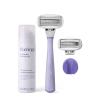 Flamingo Shaving Razor Set for Women - Original Razor Handle, 2 Blade Refills, Foaming Shaving Gel, and Shower Holder - Lilac view 1