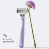 Flamingo Shaving Razor Set for Women - Original Razor Handle, 2 Blade Refills, Foaming Shaving Gel, and Shower Holder - Lilac view 4