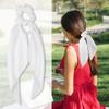2 Pcs Knotted Bow Satin Hair Scrunchie Hair Scarf with Tail Hair Scrunchies Elastic Hair Scarf Ponytail Holder for Women and Girls (White) view 2