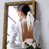 2 Pcs Knotted Bow Satin Hair Scrunchie Hair Scarf with Tail Hair Scrunchies Elastic Hair Scarf Ponytail Holder for Women and Girls (White) view 3