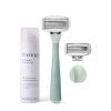 Flamingo Shaving Razor Set for Women - Original Razor Handle, 2 Blade Refills, Foaming Shaving Gel, and Shower Holder - Sage view 1