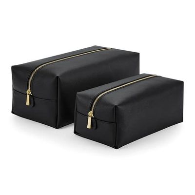 COOZO Boutique Leather-Look PU Luggage Accessory Travel Sets, Black Toiletry Cases, One Size