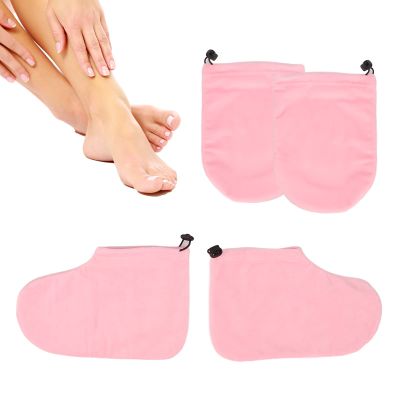Paraffin Wax Gloves Booties with Heat Retention, Adjustable Tightness, Soft Lint Fabric, Hot Wax Thermal Treatment Mitts Booties Wax SPA Accessory for Hand Foot Care