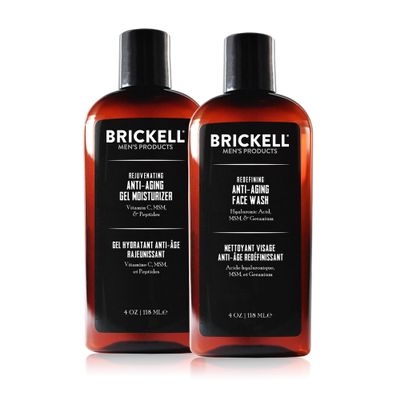 Brickell Men's Products Enhancing Gel Anti-Aging Routine, Gel Facial Cleanser and Face Moisturizer, Men's Skin Care Gift Set