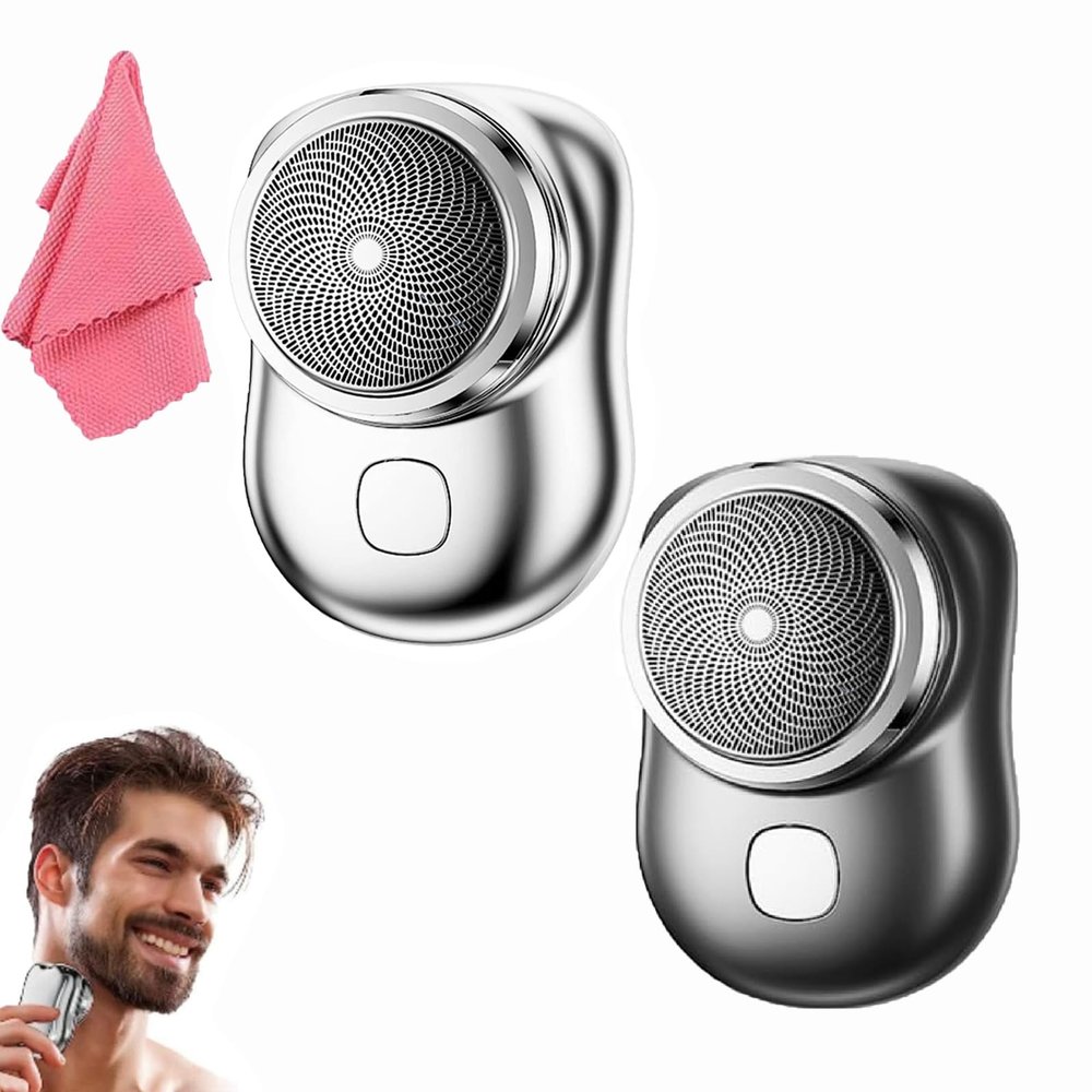 Mini Shaver Men 2023,Electric Razor for Men, Mini Shaver Portable, Waterproof Razor Washable Portable, USB Mini Shaver for Home, Car, Travel (Black+Silver)