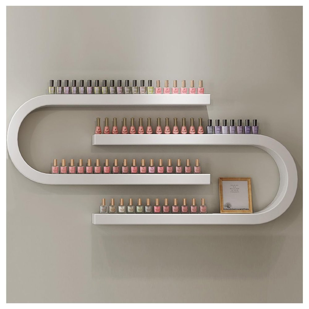 ZBJDX U-Shaped Cosmetics Display Rack, Metal Nail Polish Storage Rack, Multifunctional Wall Rack for Storing Cosmetics, Perfumes and Essential Oils (Set of 2),White