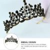 Black Tiara Vintage Gothic Dark Baroque Wedding Crown Headpiece for Bridal Bridesmaid Women Lady Girls view 2