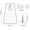 Beard Bib Apron Kit, Men Shaving Apron Beard Hair Catcher Waterproof Non-Stick Trimming Grooming Cape Cloth Includes Scissors and 2 Suction Cups (White) view 2