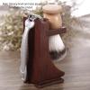 AUNMAS Stand with Brush Holder, Wooden Wood Brush Razors Drip Stand with Weighted Bottom Universal Brush Storage Rack Fits Most Brushes and All Kinds of Razors view 2