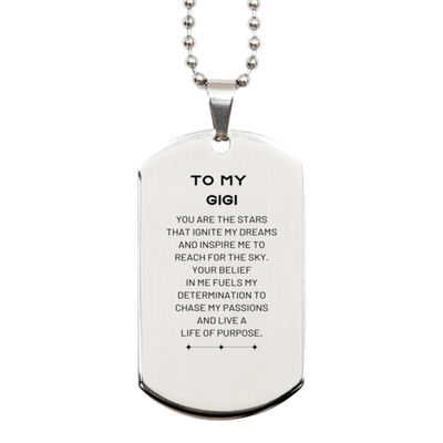 Birthday Unique Gifts for Gigi, Inspirational Gifts from Family, Thoughtful Silver Dog Tag Gifts for Gigi, Christmas Unique Gifts for Gigi