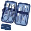 8 IN 1 Stainless Steel Professional Manicure & Pedicure Kit For Women Includes Scissors A Nail cutter, Acne Remover needle, Blackhead Tool With Leather Case (Blue & Sky) view 1