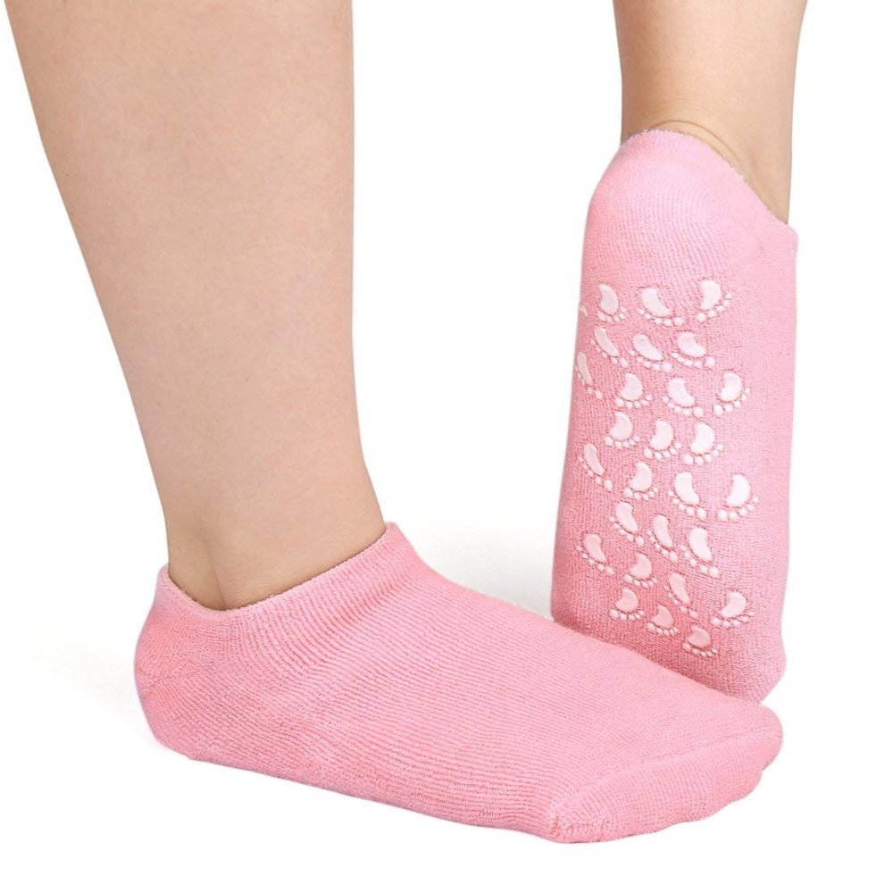 XYWHPGV 1 Pair Pink Non-Slip Cotton Blend Moisturizing Exfoliating Spa Gel Socks (4849c c5cdb b94f0 49a0a df03d 4babf