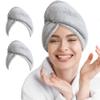 AGLIFEFY 2 Pack Microfiber Hair Towel Wrap for Women Super Absorbent Quick Dry Hair Turban for Drying Curly, Long & Thick Hair 10 inch X 26 inch Lightgrey+Lightgrey view 1