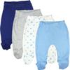 123 Bear 100% Cotton Baby Pants with Footies 100% Cotton Unisex Boys Girls (Newborn, 4-Pack Blue-Navy) view 1