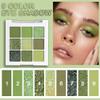 AMY'S DIARY Light Bright Green Glitter Shimmer Eye Shadow Makeup Palette 9 Colors, Emerald Dark Avocado Neon Green Highly Pigmented Matte Glitter Shimmer Pearl Waterproof for woman view 2