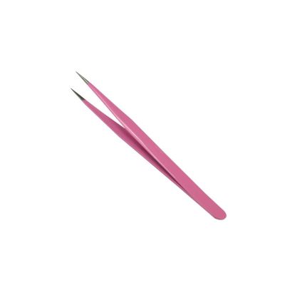INLIMA Tweezers Eyelash Tweezer Straight Bend Eyelash Grafting Clip Stainless Steel Tweezer For Eyelash Extensions Rhinestone Picking Tool (Color : Pink01)