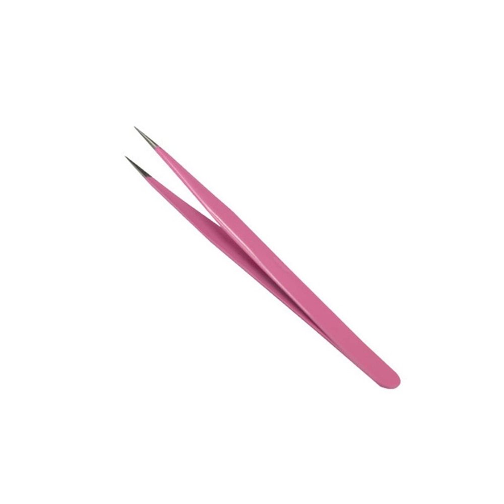 INLIMA Tweezers Eyelash Tweezer Straight Bend Eyelash Grafting Clip Stainless Steel Tweezer For Eyelash Extensions Rhinestone Picking Tool (Color : Pink01)