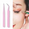 INLIMA Tweezers Eyelash Tweezer Straight Bend Eyelash Grafting Clip Stainless Steel Tweezer For Eyelash Extensions Rhinestone Picking Tool (Color : Pink01) view 4