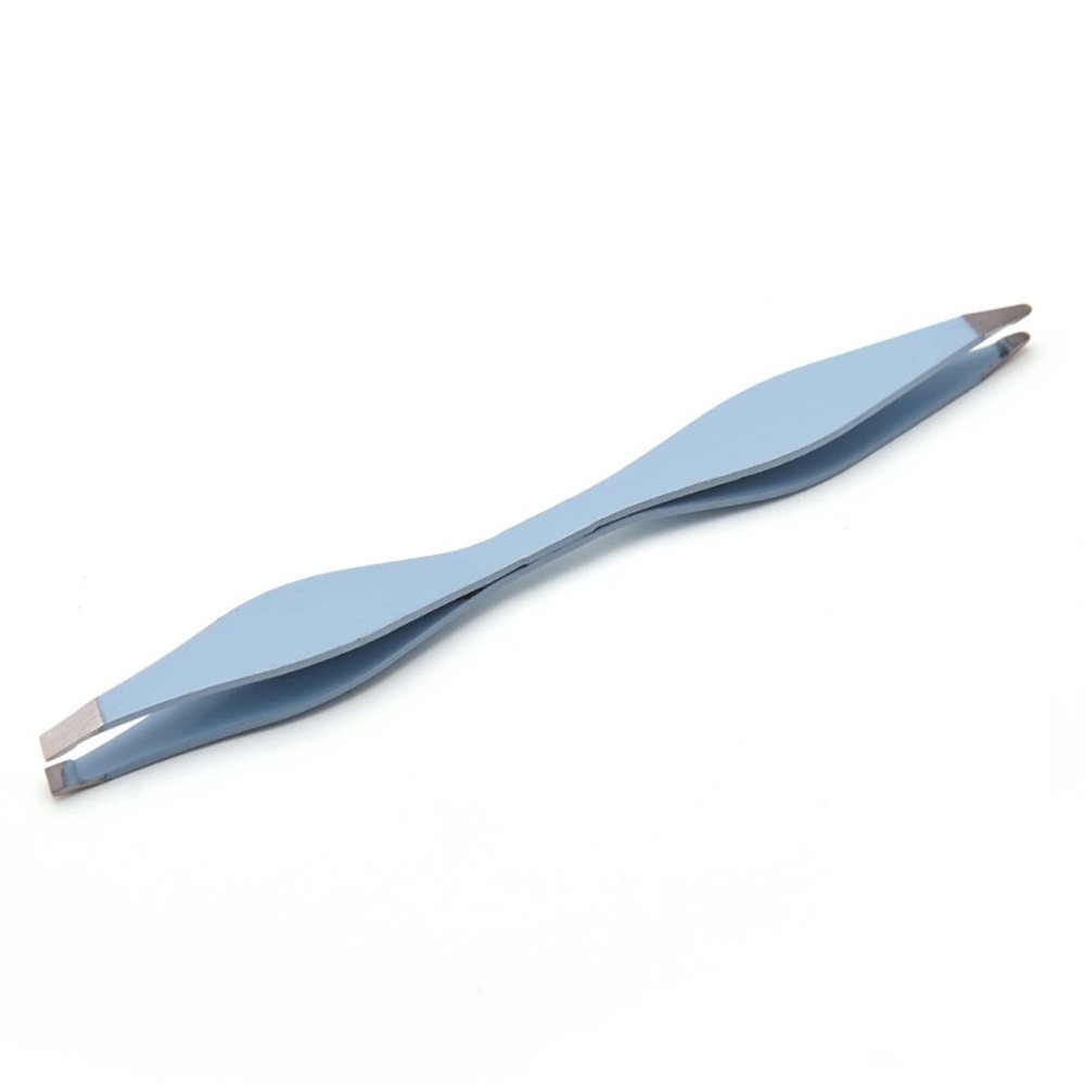 INLIMA Tweezers Double-ends Eyebrow Tweezers For Trim Eyebrows Anti-Static Eyelash Clip Beauty Makeup Tools Eyelash Extension Pincet Trimmer (Color : Blue)