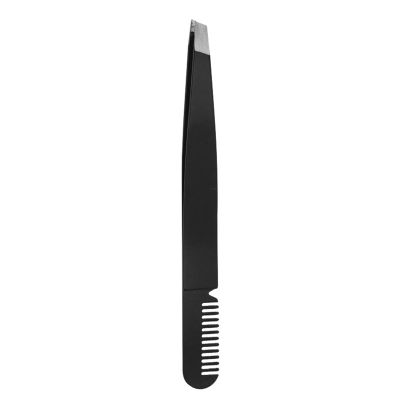 INLIMA Tweezers Eyebrow Tweezers Rose Gold Pincet Clips Stainless Steel Face Hair Removal Beautfy Eyebrow Trimming Makeup Tool (Color : Black)