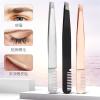 INLIMA Tweezers Eyebrow Tweezers Rose Gold Pincet Clips Stainless Steel Face Hair Removal Beautfy Eyebrow Trimming Makeup Tool (Color : Black) view 4