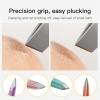 INLIMA Tweezers Hair Removal Tweezers Stainless Steel Eyebrow Tweezers Pink Blue Slanted Tip Point Face Harmless Makeup Beauty Tool Pliers (Color : 02) view 4
