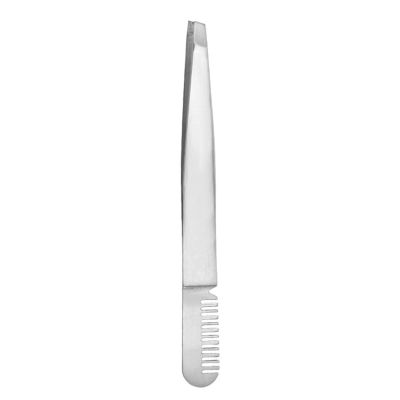INLIMA Tweezers Steel Eyebrow Tweezers with Comb Nail Rhinestones Picker Double Eyelid Stickers Pliers Eyelashes Extension Clip (Color : Silver)