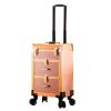 Beauty Makeup Train Case Travel Trolley Cosmetic Bag Rolling Organizer Vanity Box , Rolling Makeup Case Travel Train Case With Wheels Cosmetic Trolley , Sturdy Carrying Handle, Rose Gold cosmetic case view 1