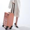 Beauty Makeup Train Case Travel Trolley Cosmetic Bag Rolling Organizer Vanity Box , Rolling Makeup Case Travel Train Case With Wheels Cosmetic Trolley , Sturdy Carrying Handle, Rose Gold cosmetic case view 4