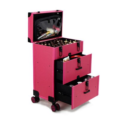 Rolling Makeup Case Professional Makeup Train Case Makeup Artist Travel Organizer , Cosmetic Case With 4 Wheels, Travel Makeup Case Artist Makeup Train Case Cosmetic Organizer Storage Drawers cosmetic