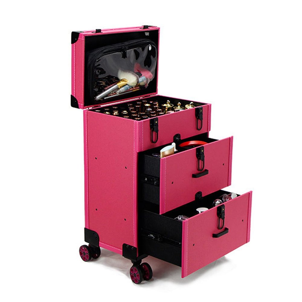 Rolling Makeup Case Professional Makeup Train Case Makeup Artist Travel Organizer , Cosmetic Case With 4 Wheels, Travel Makeup Case Artist Makeup Train Case Cosmetic Organizer Storage Drawers cosmetic