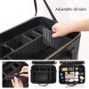 Makeup Bag Cosmetic Case Portable Travel Vanity Beauty Box , With Shoulder Strap And Dividers Compartment, Adjustable Dividers, Cosmetic Bag With Mirror, PU Leather Fabric,Black cosmetic case ( Color view 2