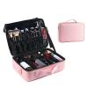 Makeup Bag Cosmetic Case Portable Travel Makeup Train Case Beauty Box, With Adjustable Compartments, Travel Makeup Bag Makeup Brush Bag, Electroplated Metal Zip,Black cosmetic case ( Color : Pink , Si view 1