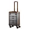 Beauty Makeup Train Case Travel Trolley Cosmetic Bag Rolling Organizer Vanity Box , Rolling Makeup Case Travel Train Case With Wheels Cosmetic Trolley , Sturdy Carrying Handle, Rose Gold cosmetic case view 1