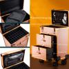 Beauty Makeup Train Case Travel Trolley Cosmetic Bag Rolling Organizer Vanity Box , Rolling Makeup Case Travel Train Case With Wheels Cosmetic Trolley , Sturdy Carrying Handle, Rose Gold cosmetic case view 2