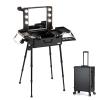 Rolling Makeup Train Case With Lighted Mirror, Make Up Cosmetic Orgainzer Box Travel Case, Professional Protable Aluminum Trolley Salon Staion, Double Knob Control Two-colour Infinitely Dimmable cosme view 1