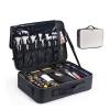 Makeup Bag Cosmetic Case Portable Travel Makeup Train Case Beauty Box, With Adjustable Compartments, Travel Makeup Bag Makeup Brush Bag, Electroplated Metal Zip,Black cosmetic case ( Color : White and view 1