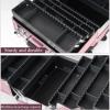 Travel Makeup Train Case Makeup Cosmetic Case Organizer Portable Artist Storage Bag, Adjustable Dividers, Aluminium, Scratch-resistant Laminate, For Nail Supplies Cosmetology Case For Hairstylist cosm view 4