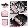 HJXGQJM Makeup Box Train Case Large Storage Capacity Portable Travel Cosmetic Organizer,Aluminium Make Up Case, Scratch-Resistant Veneer Panels,Lockable with Keys, Black Cosmetic case (Color : Pink) view 2