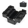 Makeup Bag Cosmetic Case Portable Travel Makeup Train Case Beauty Box, Aluminium Frame, Embroidery And Nail Art Case, Make Up Artist Train Case Hairdressing Tools Organiser, Black/pink cosmetic case ( view 1