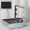 Professional Cosmetic Case Makeup Brush Organizer Makeup Artist Case, Cosmetic Case With LED Light And Mirror, 3-color Light Source, Luggage Trolley Straps, Silver cosmetic case ( Color : Silver , Siz view 4
