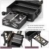 Aluminum Trolley Makeup Train Case With LED Lights Professional Cosmetic Organizer Studio, Wheels And Stands Rolling Lighted Makeup Vanity Station For Travel, Two-colour Infinitely Dimmable,Black cosm view 4