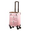 Beauty Makeup Train Case Travel Trolley Cosmetic Bag Rolling Organizer Vanity Box , Rolling Makeup Case Travel Train Case With Wheels Cosmetic Trolley , Sturdy Carrying Handle, Rose Gold cosmetic case view 1