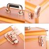 Beauty Makeup Train Case Travel Trolley Cosmetic Bag Rolling Organizer Vanity Box , Rolling Makeup Case Travel Train Case With Wheels Cosmetic Trolley , Sturdy Carrying Handle, Rose Gold cosmetic case view 3
