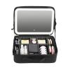 Makeup Travel Lighted Case With Large LED Light Mirror Organizer Professional Adjustable Divider Storage, Three Colour Light Sources, Professional Makeup Artist Bag Makeup Train Case,Black / Pink cosm view 1