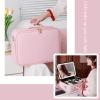 Makeup Travel Lighted Case With Large LED Light Mirror Organizer Professional Adjustable Divider Storage, Three Colour Light Sources, Professional Makeup Artist Bag Makeup Train Case,Black / Pink cosm view 3
